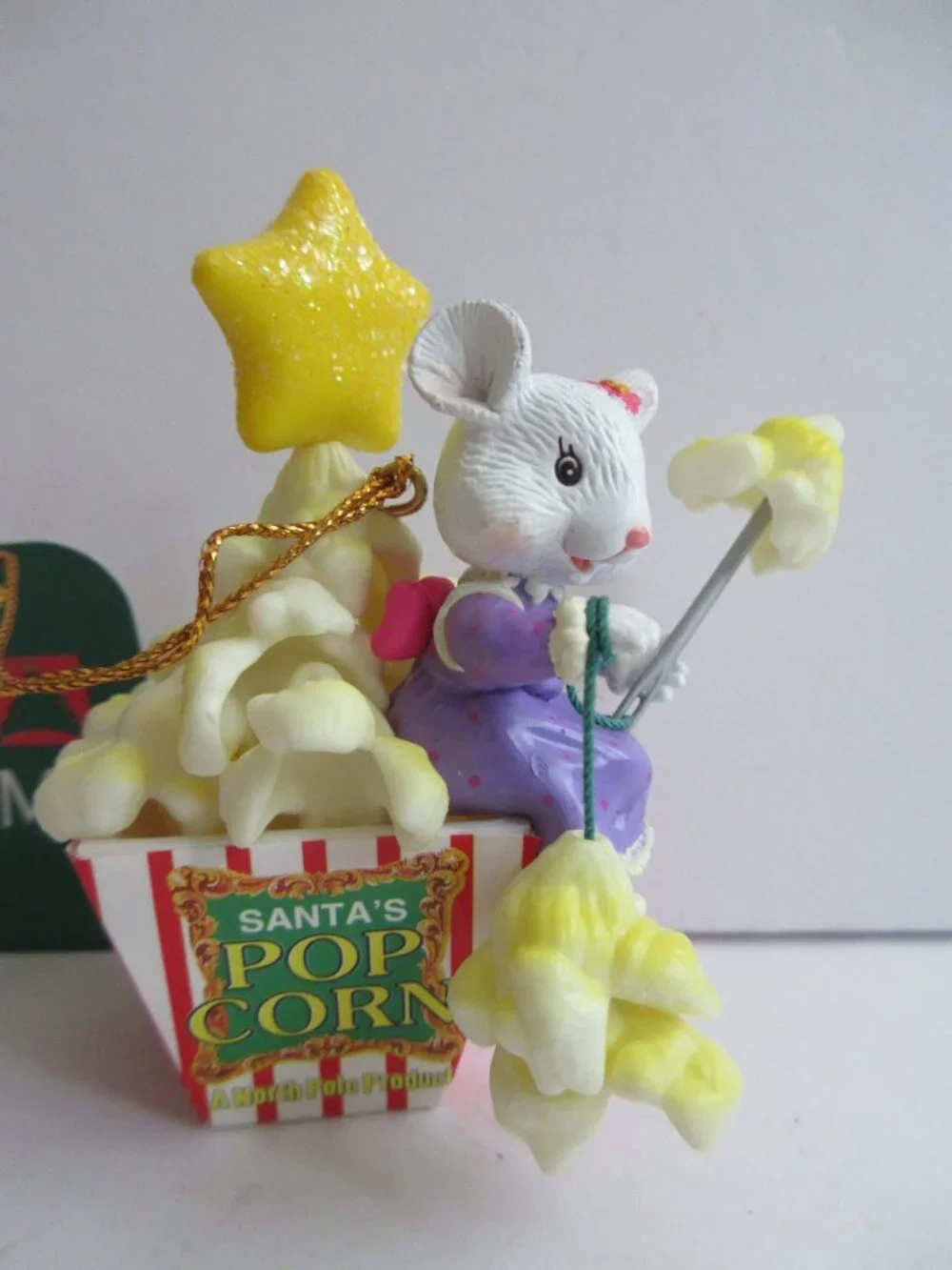 Trim A Home Christmas Tree Ornament Mouse Stringing Santa's Popcorn Kmart 1996